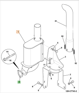 Глушитель выхлопных газов 240 x 150mm JCB (APM) 400/X0059