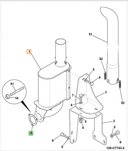 Глушитель выхлопных газов 240 x 150mm JCB (Original) 400/X0059